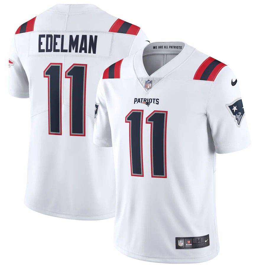 Men New England Patriots #11 Julian Edelman Nike White Vapor Limited NFL Jersey->new england patriots->NFL Jersey